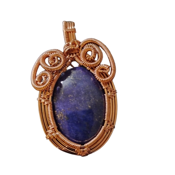 Genuine Lapis Copper Wire Wrapped Handmade Pendant - Picture 1 of 1